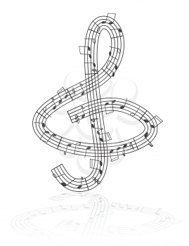 Treble clef made from notes - abstract musical illustration