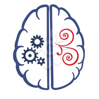 Two parts of human brain symbolic vector image.