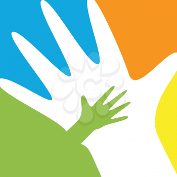 Child and parent hands silhouttes family concept vector image. 