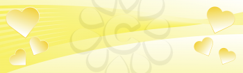 Abstract yellow heart symbols on yellow background vector illustration for web design.