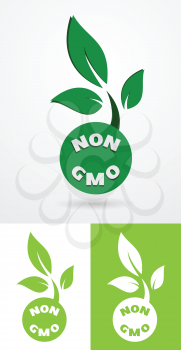Non gmo sign with green leaves healthy natural food concept vecto illustration.