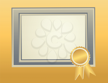 Blank Frame template with award seal for certificate, diploma, awards, completion documents.