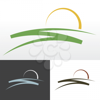 Simple sunrise design for logo, emblem or sign. 