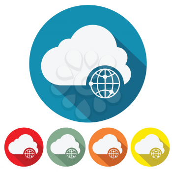 Internet storage cloud web icon flat design vector illustration.