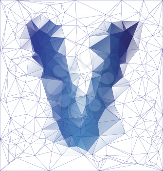 Abstract Frozen letter V low poly design gradient EPS10 vector illustration.
