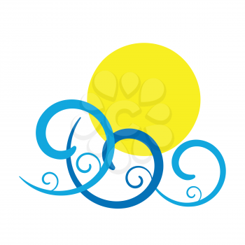 abstract sun and sea waves as summer time icon flat design vector illustration 