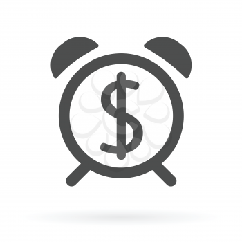 Dollar sign with alarm clock as time is money concept icon vector illustration.