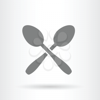 crossed spoons icon flat vector illustration