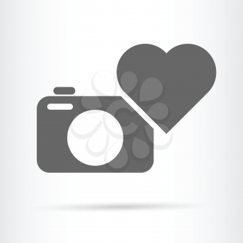 camera and heart icon beloved hobby concept vector illustration