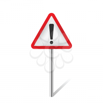 triangle warning traffic sign with exclamation mark isolated on white vector illustration