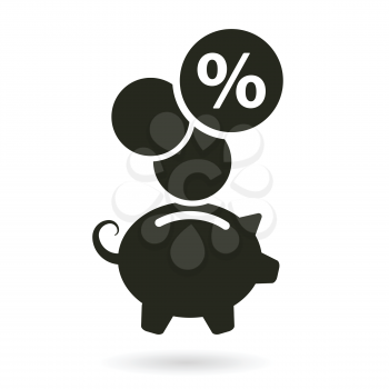 piggy bank percentage savings vector illustration