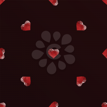 small diamond hearts on dark background seamless pattern festive holiday background vector design
