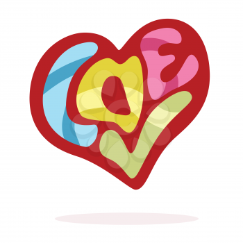 Hand lettering word love in heart shape romance symbol vector image design