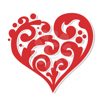 swirly red heart symbol love romantic concept vector design
