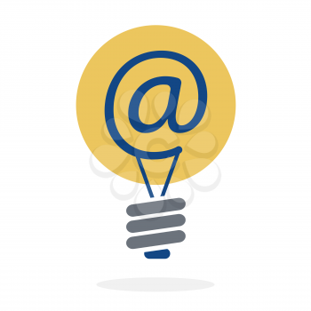Symbol at in lightbulb as new idea sharing via e-mail concept vector design