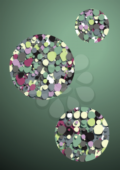 dark green background with abstract colored bubble circles vector design illustration