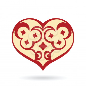 decorative heart with moon and stars ornament creative vector design