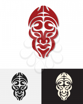 totem tribal man face mask vector design illustration
