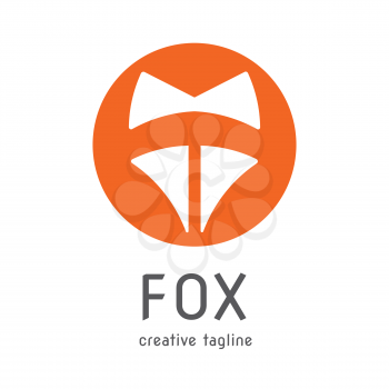 orange fox head symbol creative company logo vector design