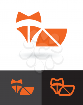 Orange Fox symbol simple flat logo vector design 