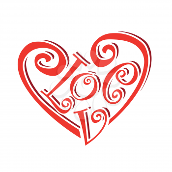  heart symbol text love concept valentines day caligraphic lettering vector illustration