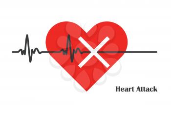 pulse rate stopped with massive heart attack medicine vector ilustration