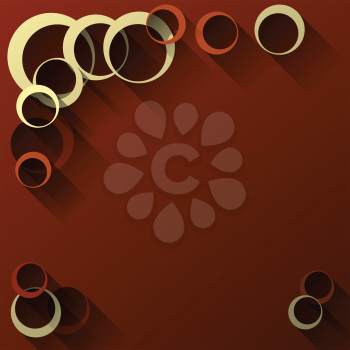 abstract circles with long shadow on red dark backgorund vector illustration creative design