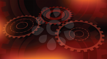 dark orange and red colors abstract gears technical vector background