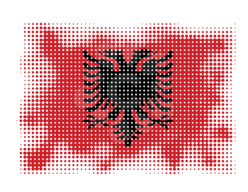 Albanian flag symbol halftone vector background illustration