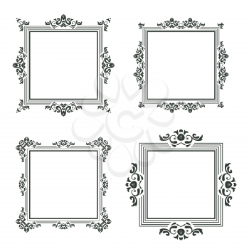 vintage frame border pattern isolated on white vector background set 