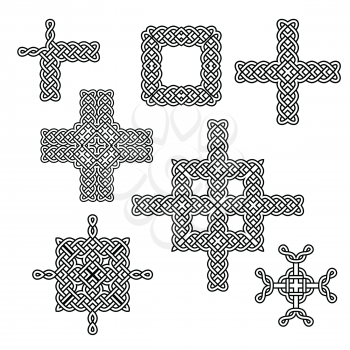 celtic knot elements borders and crosses vector set