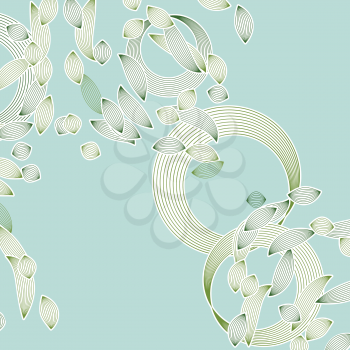 flying leaves with circles abstract vector background