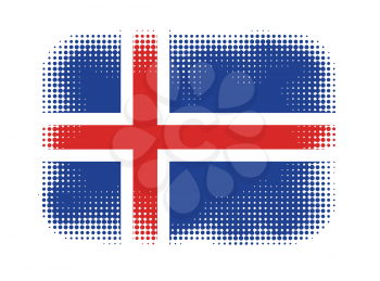 Iceland flag symbol halftone vector background illustration