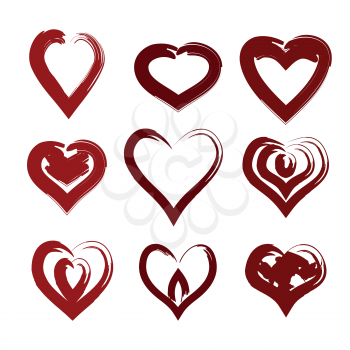 creative design abstract painted heart symbol vector set