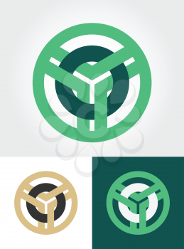 abstract overlaped circled emblem vector logo illustration
