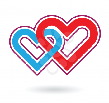two hearts love symbol abstract vector element