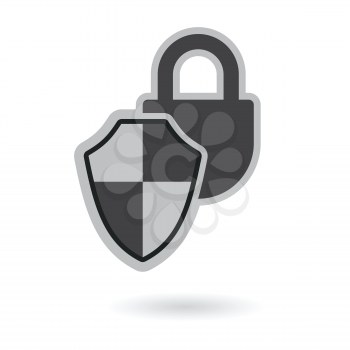 padlock shield protection security symbol vector illustration isolated on white
