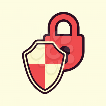 padlock shield protection safeguard symbol abstract vector illustration