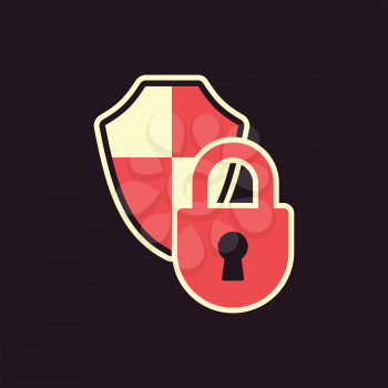 padlock protection shield security symbol abstract vector illustration