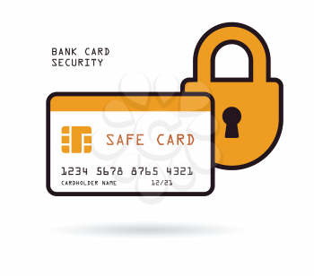 credit card with padlock security and protection financial concept vector illustration 