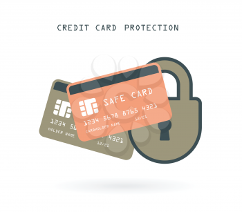 credit card with padlock as online banking serurity concept vector illustration