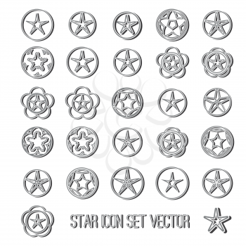 dark star icon set on bright background vector illustration 