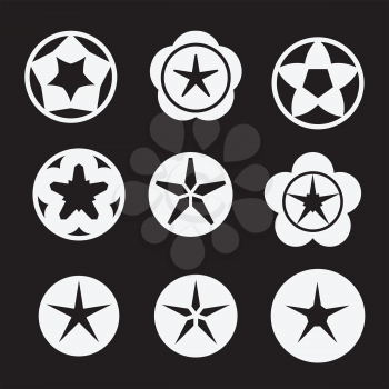 bright star icon set on dark background vector illustration 