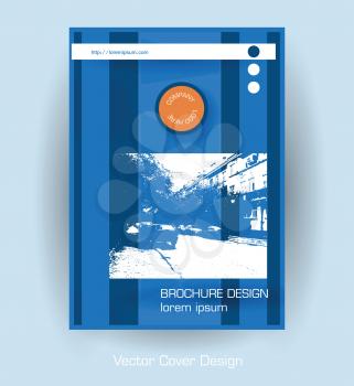 blue color brochure cover design template abstract vector illustration