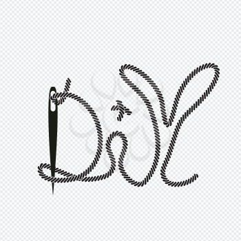 word diy from needle with thread vector background illustration