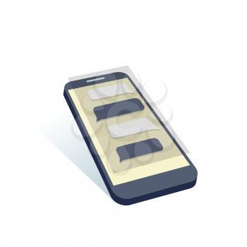 mobile device with texting symbol vector illustration
