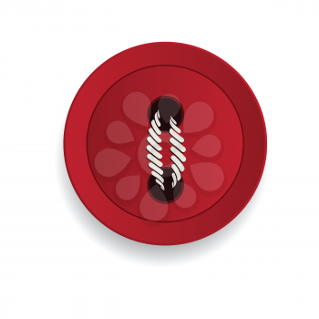 sewed red button isolated on white vector illustration