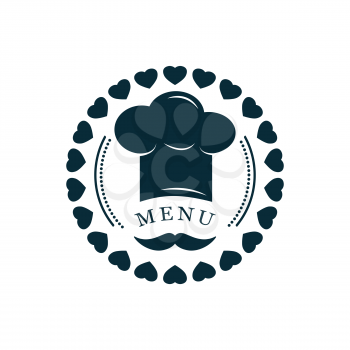 chef hat with mustache elegant creative logo design vector illustration