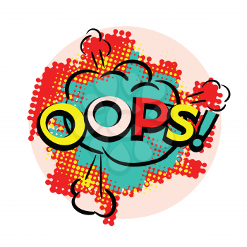 word OOPS bright pop art style abstract vector illustration 