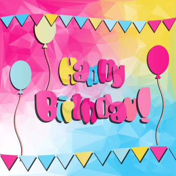 happy birthday quote bright color card template vector illustration 